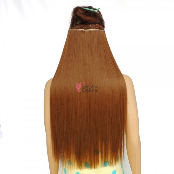 Extensie de par cu 5 Clips On delux dubla dreapta de 60 cm, Castaniu Deschis 666 30